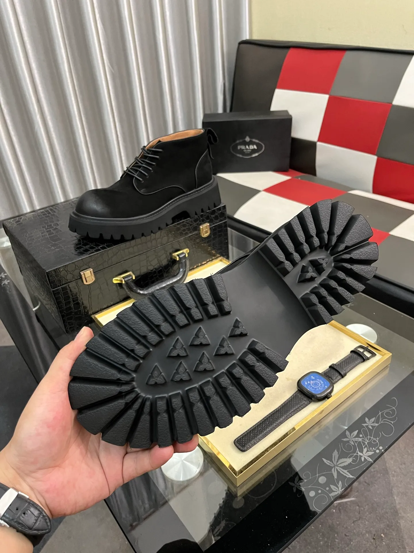 Men's shoes 💰560⌚️⌚️【PRADA】Prada - High-end quality original order·Formal leather shoes - Upper: imported 🔝 tumbled calf leather, hand-stitched mark thread, brand metal fastener cross-arm decoration - Lining: water-dyed cowhide - Outsole: ultra-light TR·rubber; molded outsole -Super high quality control·Fine workmanship: highlighted (high-end·luxury·grade) -Size :38-44